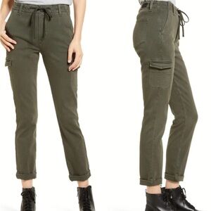 PAIGE Sage Green Cropped Cargo Pants